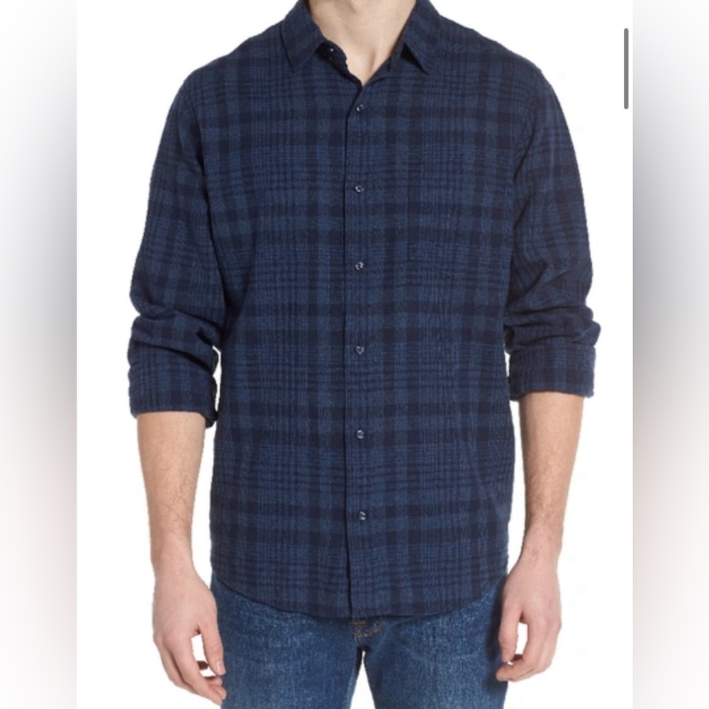 RAILS Connor Indigo Blue Plaid Slim Fit Button-Down Collared Shirt Large
